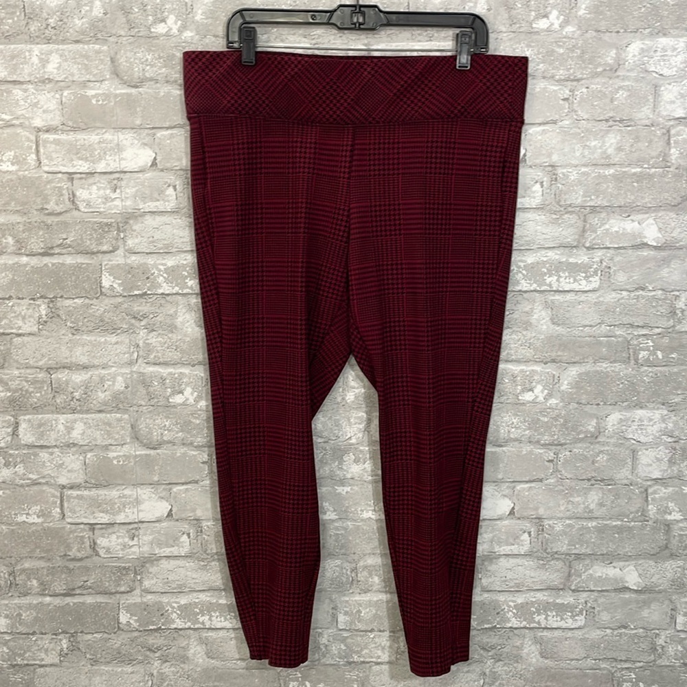 Torrid Red Plaid Houndstooth Pixie Ponte Pants - image 3